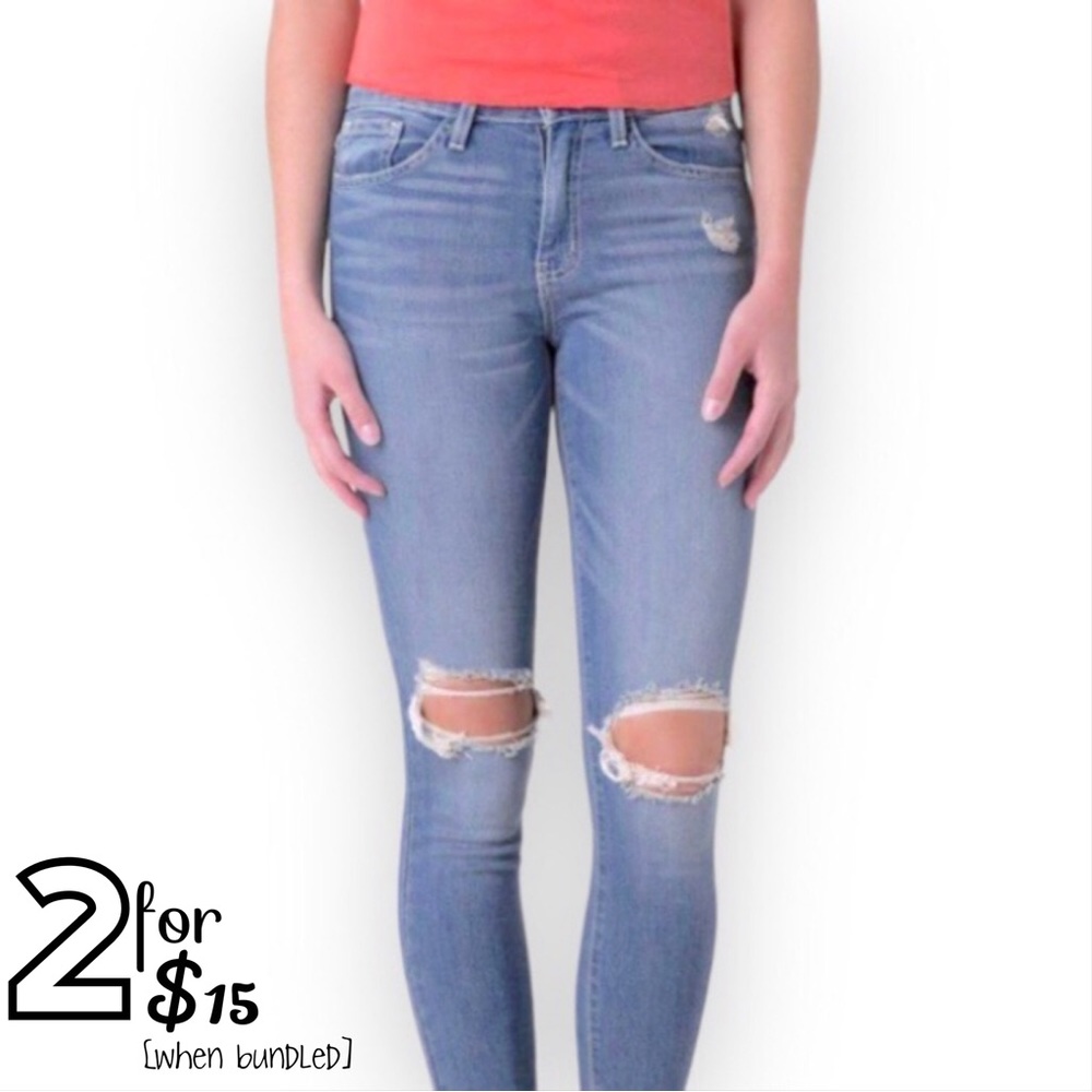 🟢[Flying Monkey] High Rise Distressed Skinny Stretch Ankle Jean